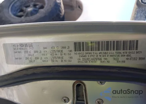 2017 Ram 2500 Tradesman 4X4 6'4 Box z USA, uszkodzony, nr VIN 3C6UR5CLXHG767606